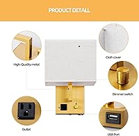 Vista 20 de Aplique de pared enchufable, lámpara de pared de cabecera con enchufe e interruptor regulable, con puerto de carga USB y enchufe, adecuado