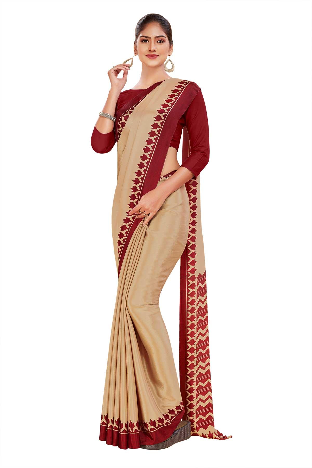 uniform sarees corp Grey and Navy Blue Women's Premium Silk Chiffon Plain Gaala Border Jewellery Showroom Uniform Sarees With Blouse Piece-picture-57