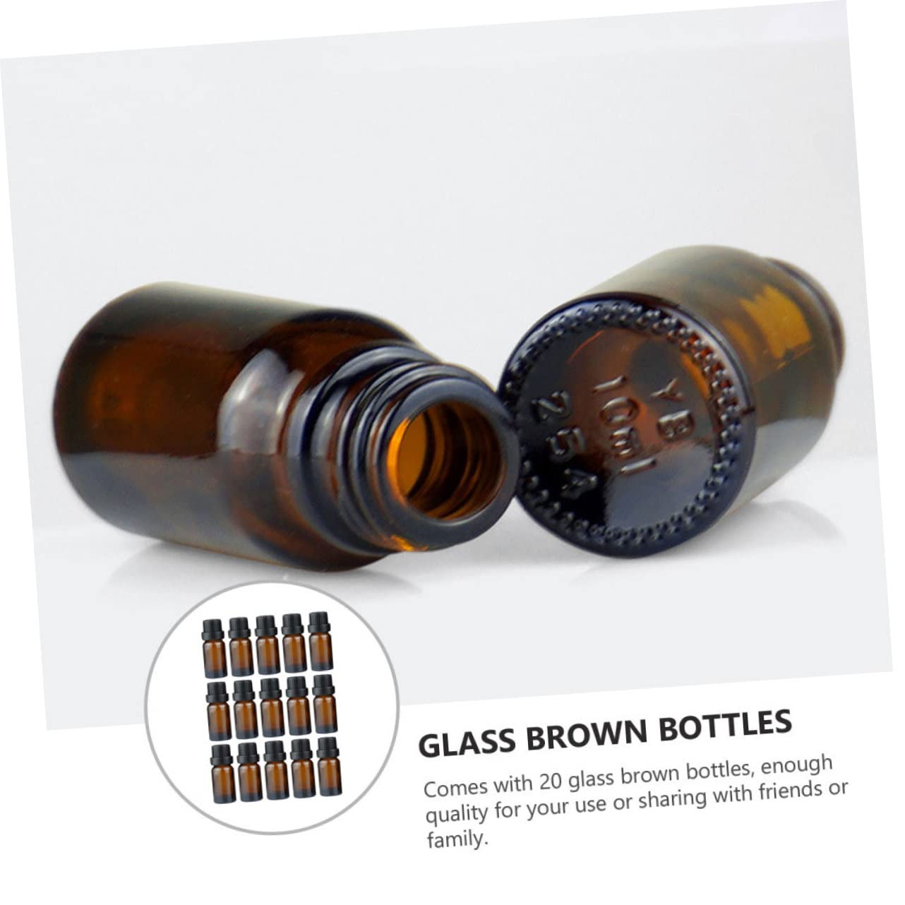 Homoyoyo 20stücke Glasflasche für Ätherisches Öl Braune Flasche Wiederverwendbar Probeflasche Dicht Verschlossen Einfach zu Verwenden für Unterwegs