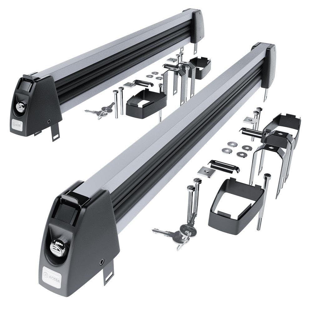 Mossa Skiträger auf dem Dachgepäckträger - Silber - für 5 Skipaare oder 4 Snowboards