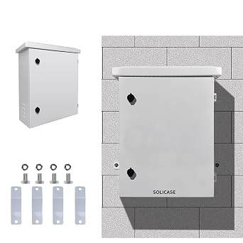 Wall-Mounted Brackets and IP55 Weatherproof Electrical Enclosure NEMA 4X Electronic Equipment Enclosure Box with Internal Mounting Shelves 24x20x12