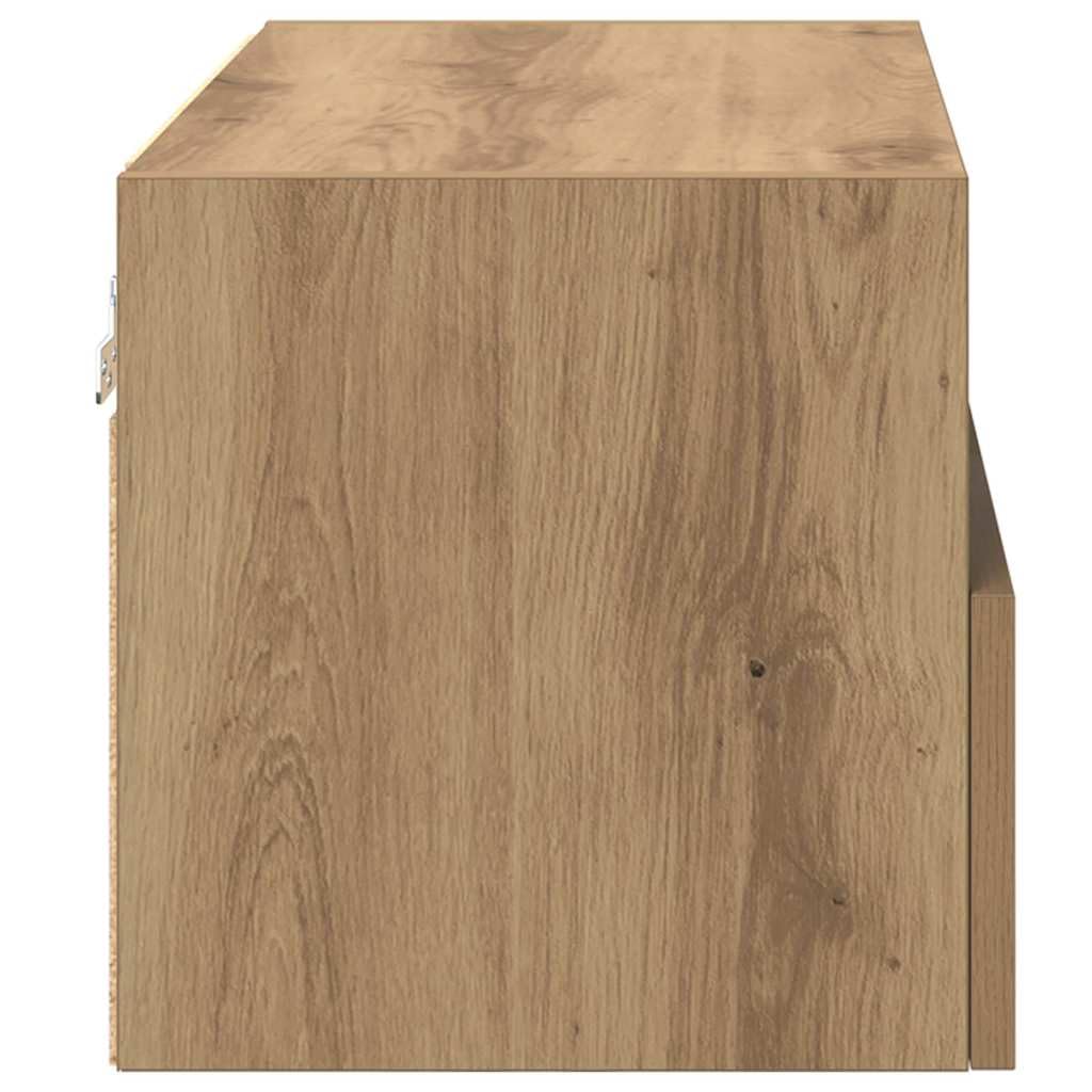 Regały ścienne pod telewizor, zestaw 2 sztuk, dąb Artisan, 60 x 30 x 30 cm, materiał drewnopochodny, pływający regał na media, zajmujący niewiele miejsca design, do salonu, sypialni