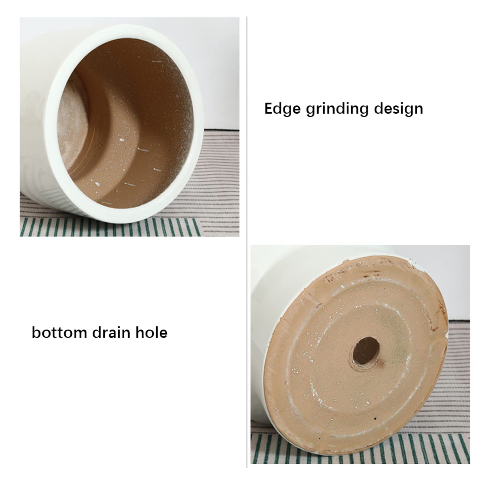 Vasi da Giardino Vaso da Fiori in Ceramica, vasi da Giardinaggio Moderni con Foro di drenaggio per la Decorazione del davanzale della Finestra dell'ufficio Desktop di casa (Bianco)