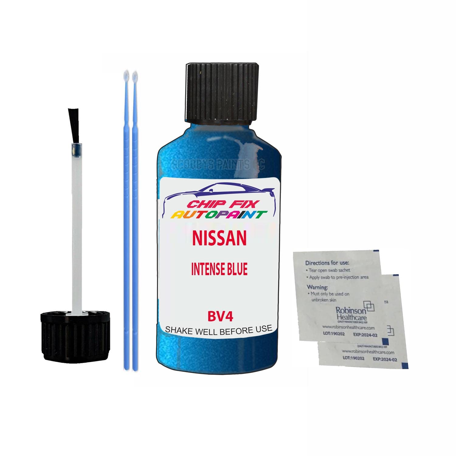 Scoobys Paints Back In The Mix Intense Blue Touch Up Paint For Nissan Note Bv4 1998-2013 30Ml Bottle Brush Scratch Stone Chip Repair Pen