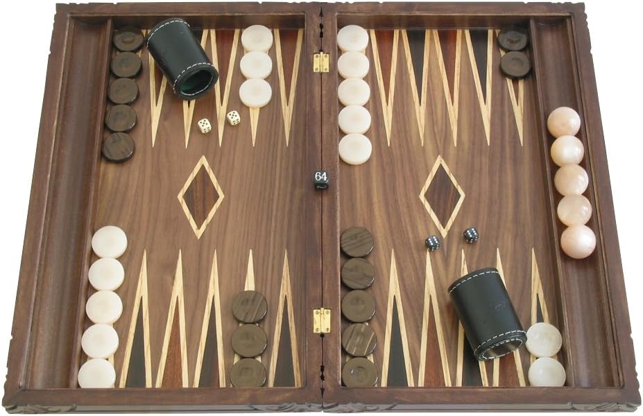 Backgammon Board Game Set with Racks - (Hand-Carved Dragon Cover) - Large 19" Maple Wood Case