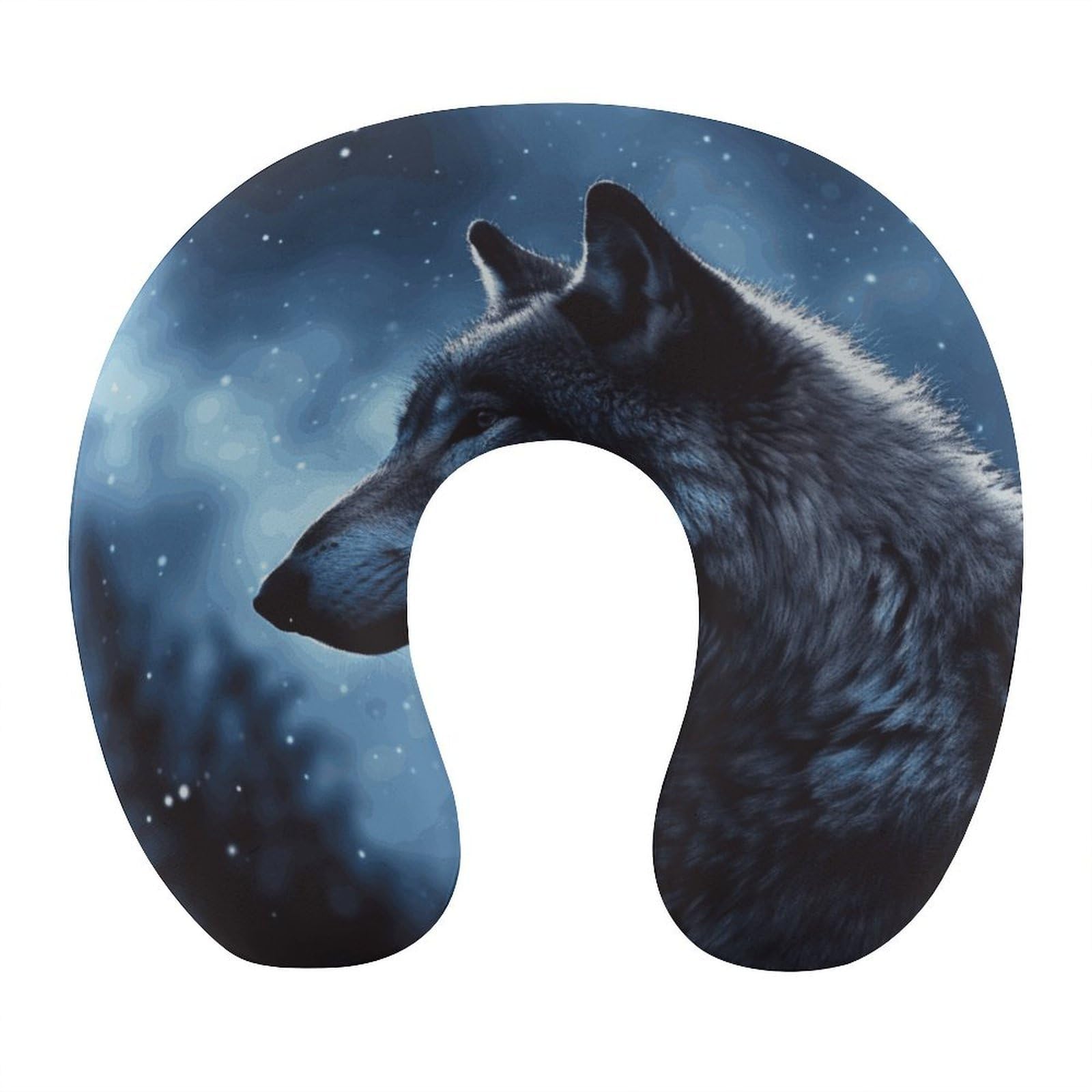 Btcowzrv Style Lonely Wolf U Shaped Neck Pillow Travel Pillows