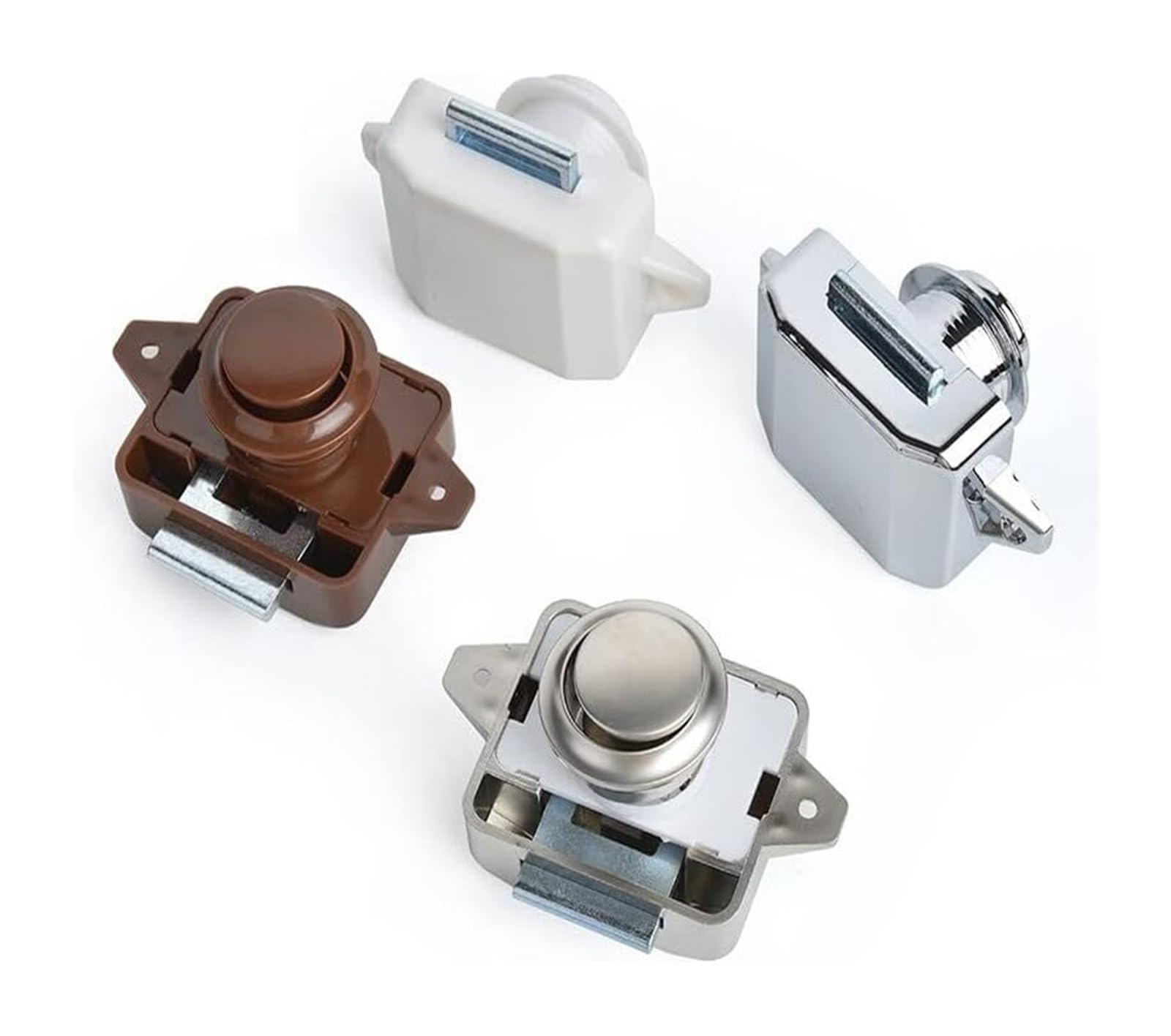 Blokada drzwi 5 szt. Blokada wciskana do samochodu kempingowego 20 mm RV Caravan Boat Motor Home Szafka Szuflada Zatrzask Przycisk Zamki do Okuć Meblowych (Kolor: Duży Biały)(Small Brown)