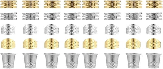 FAVOMOTO 40 pcs Cross Craft Professional Accessories DIY Needles Embroidery Hand Shield Convenient Sewing Protectors Thimbles Bronze Quilting Portable Supplies Fingertip Protector Metal