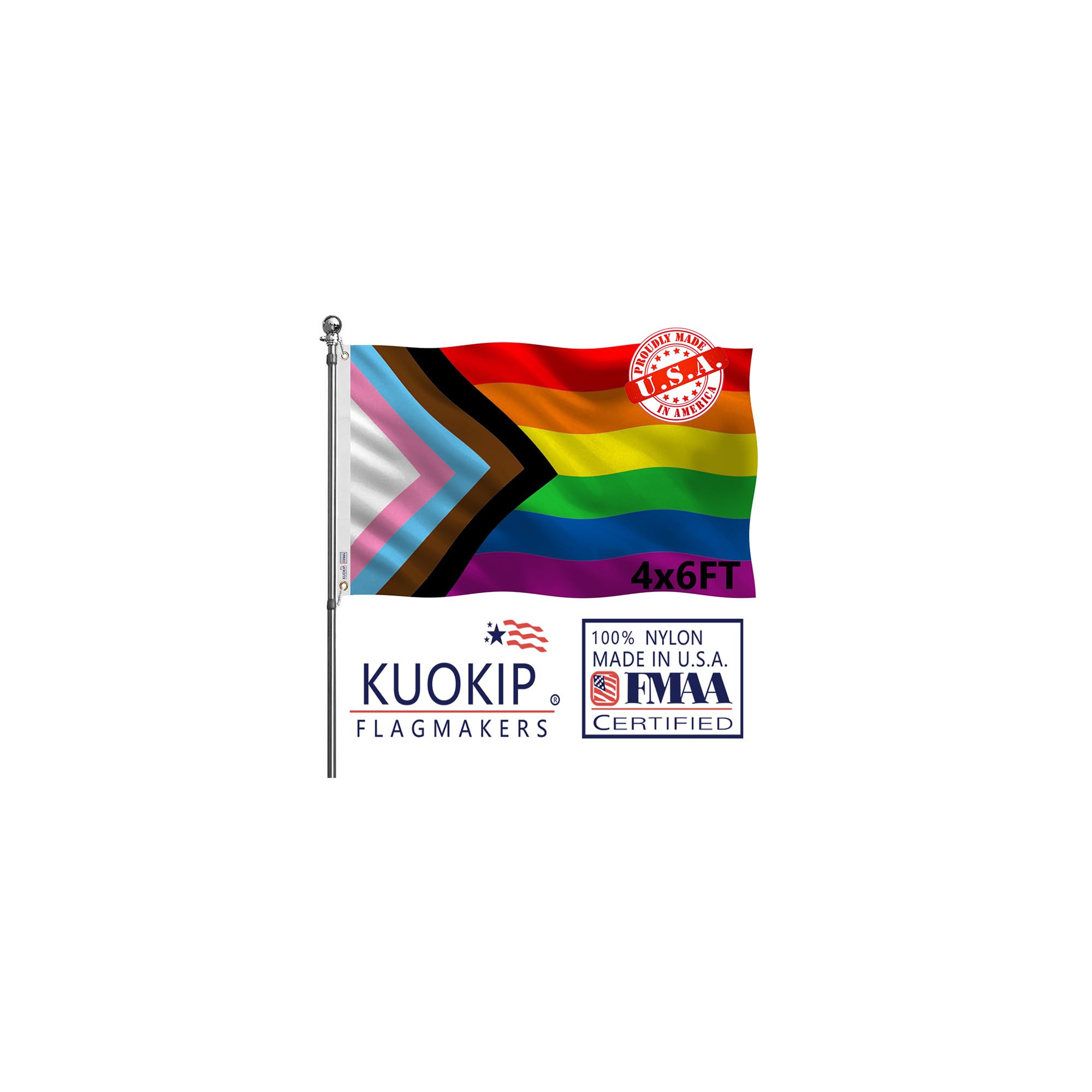 Drapeau arc-en-ciel double face inclus 10,2 x 15,2 cm fabriqué aux États-Unis en nylon robuste 3 plis LGBTQ avec ruban de départ blanc et 2 œillets en laiton
