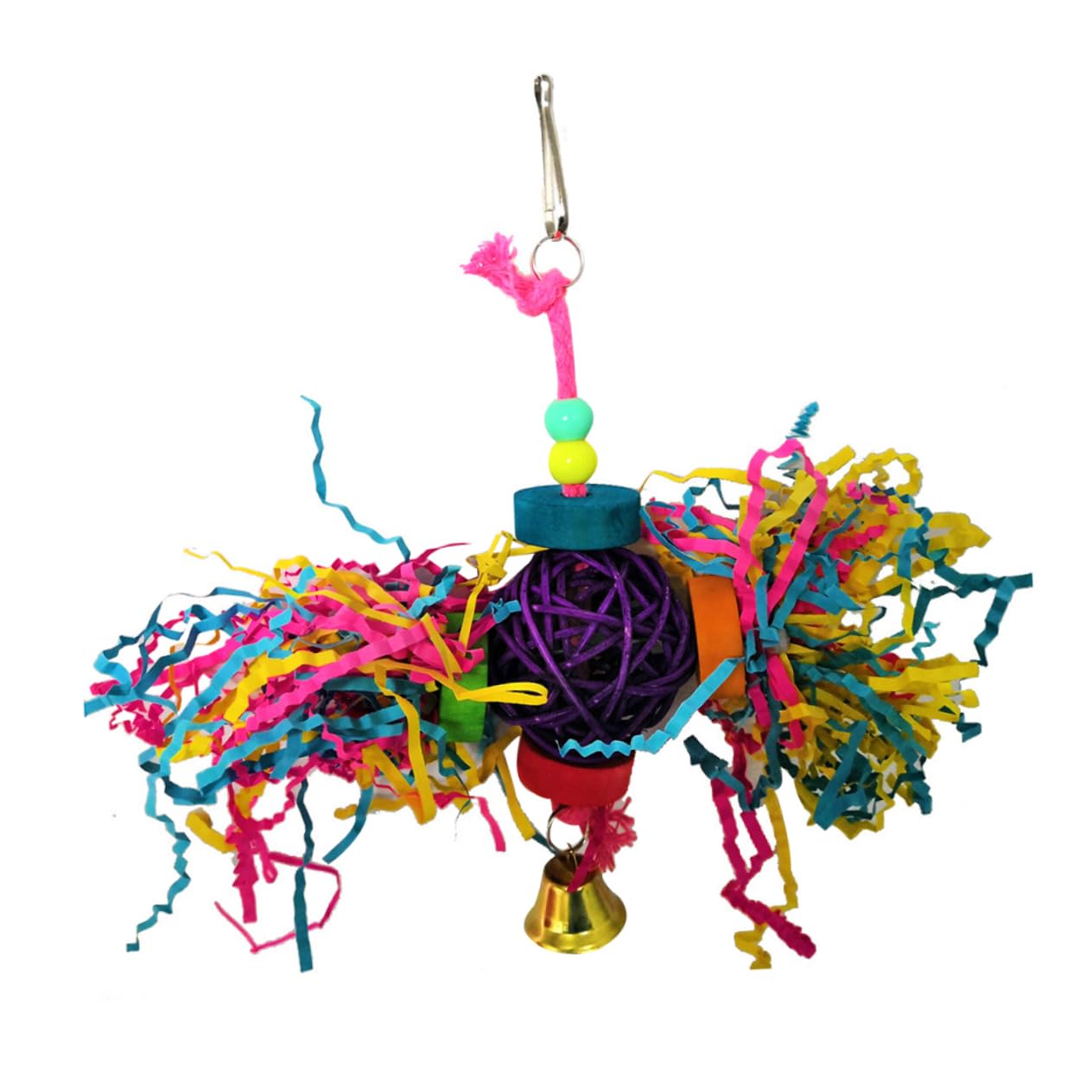 FRCOLOR 9 Piezas Jaula de pájaros para cacatúas Juguetes para periquitos Juguetes Loros Herramienta para Masticar Bolas de Seda de Loro Cuerda de algodón Aves Bloques Bambú