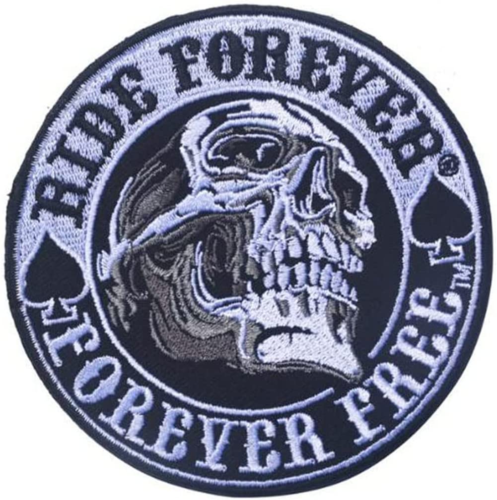 Ride Forever - Free Applique Personalized Biker 3D Exquisite Embroidered Skull Patch Hook & Loop Bag Stick Armband