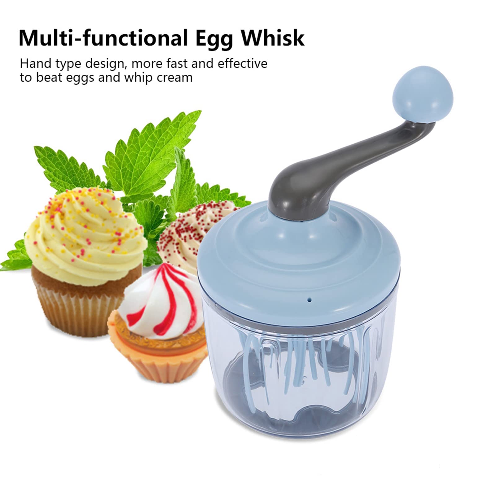 Tissting Fouet à Œufs et Crème, Batteur Manuel Multifonction pour Cuisine, 1100mL, Design Manuel pour Efficacité, Manivelle Longue Économisant l'Effort, Détachable et Facile à Nett