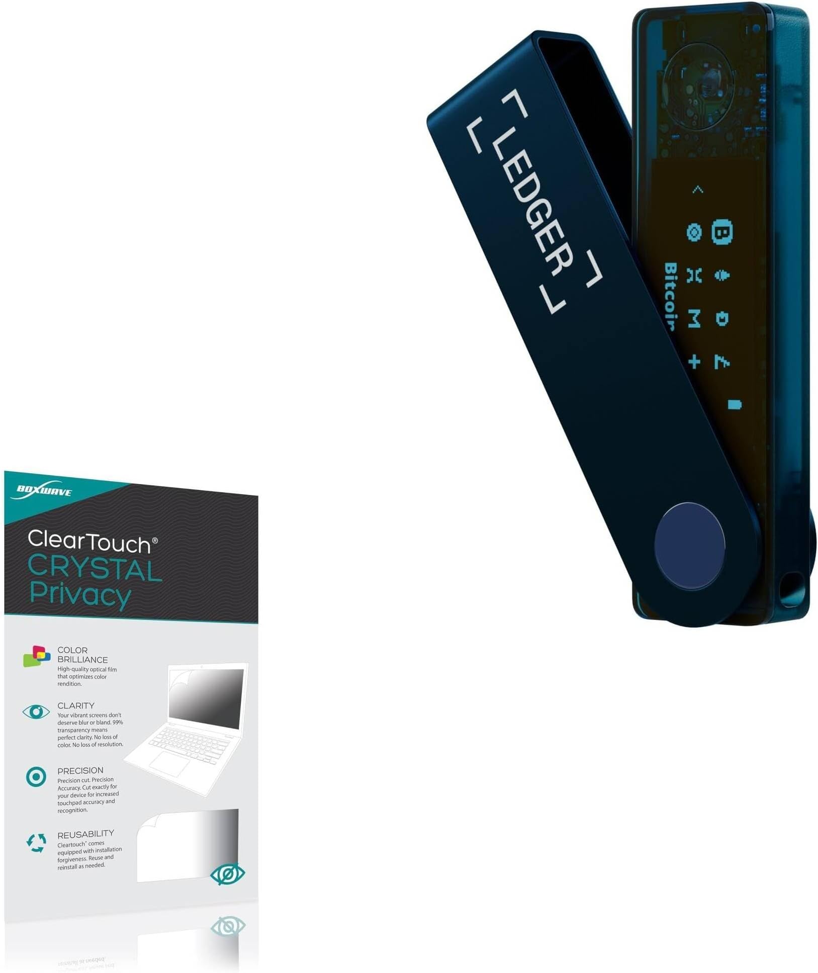 Screen Protector Compatible with Ledger Nano X - ClearTouch Crystal Privacy (2-Pack), Privacy Screen Protector Flexible Film Clear