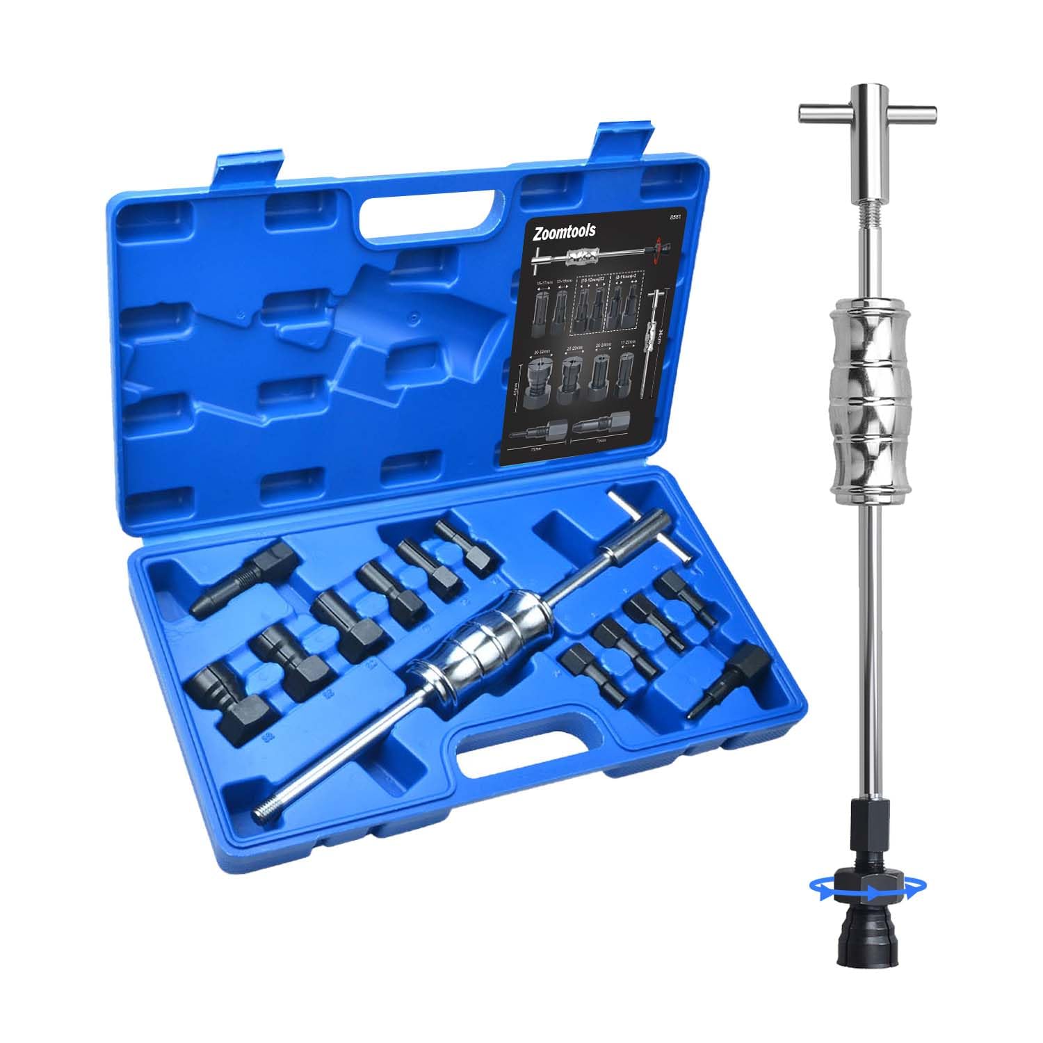 13 piezas Juego de agujeros ciegos Herramienta extractora de cojinetes internos Extractor de cojinetes internos Kit de martillo deslizante para coche automóviles y motocicletas(8-32 mm)