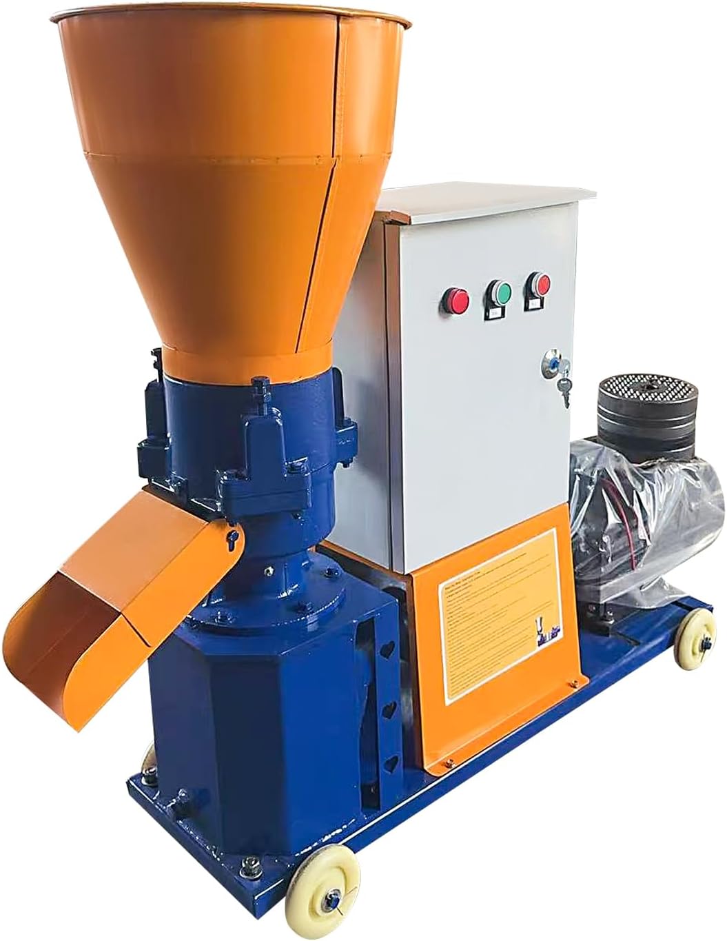 220V Feed Pellet Mill Machine 3 Head Rollers, Pellet Maker Machine w/Control Box 2.5/3/4/5/6/8mm Grinding Discs 220-440lb/h
