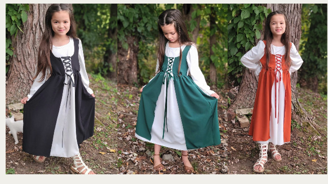 Vestido Renacentista Princesa Medieval para Niñas 6-7 Años miniatura 7