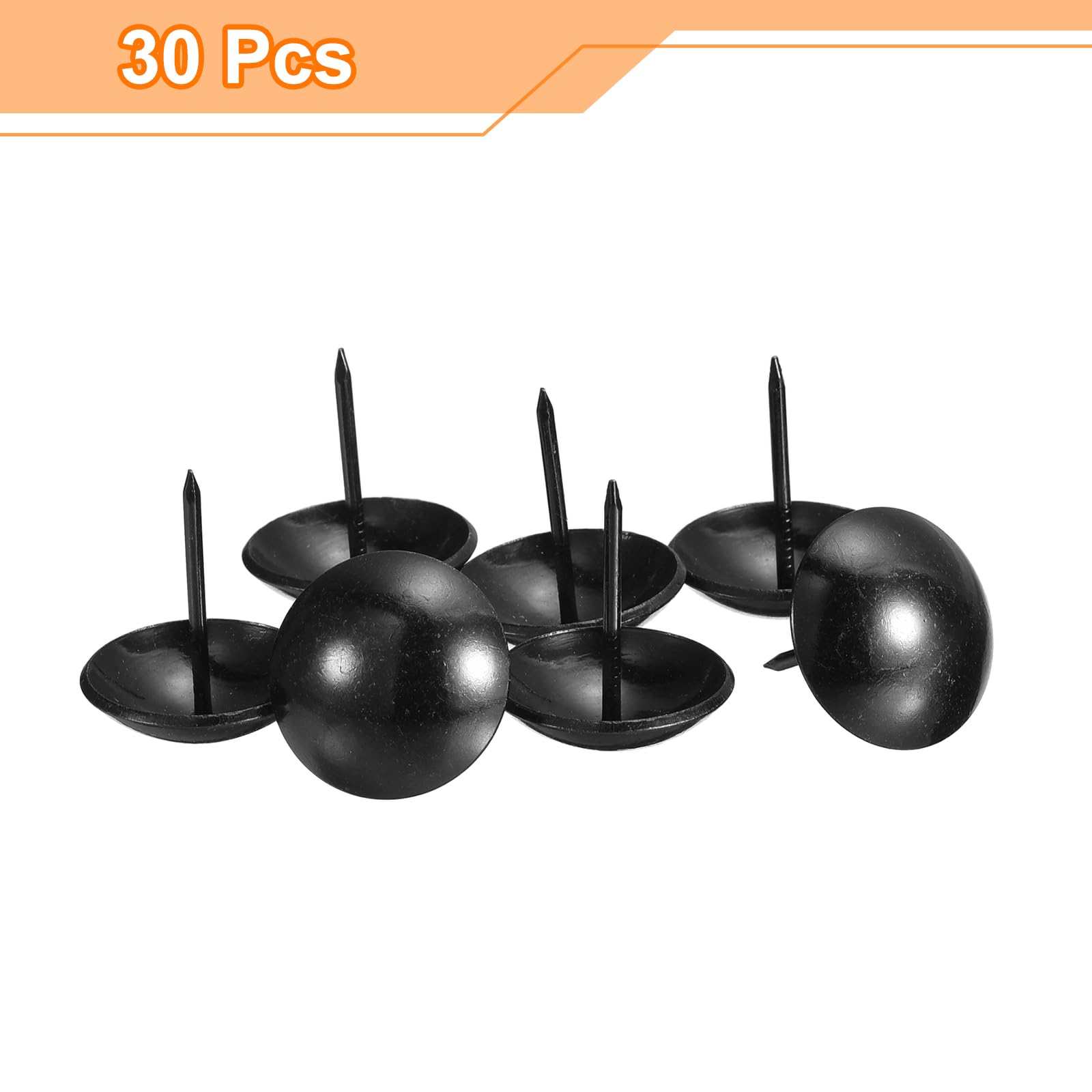 sourcing map Tachuelas de tapicería para muebles, 30 piezas de 25 x 28,5 mm, kit surtido de tachuelas de acero al carbono para el hogar, sofá, bricolaje, cabezas de uñas decorativas, color negro