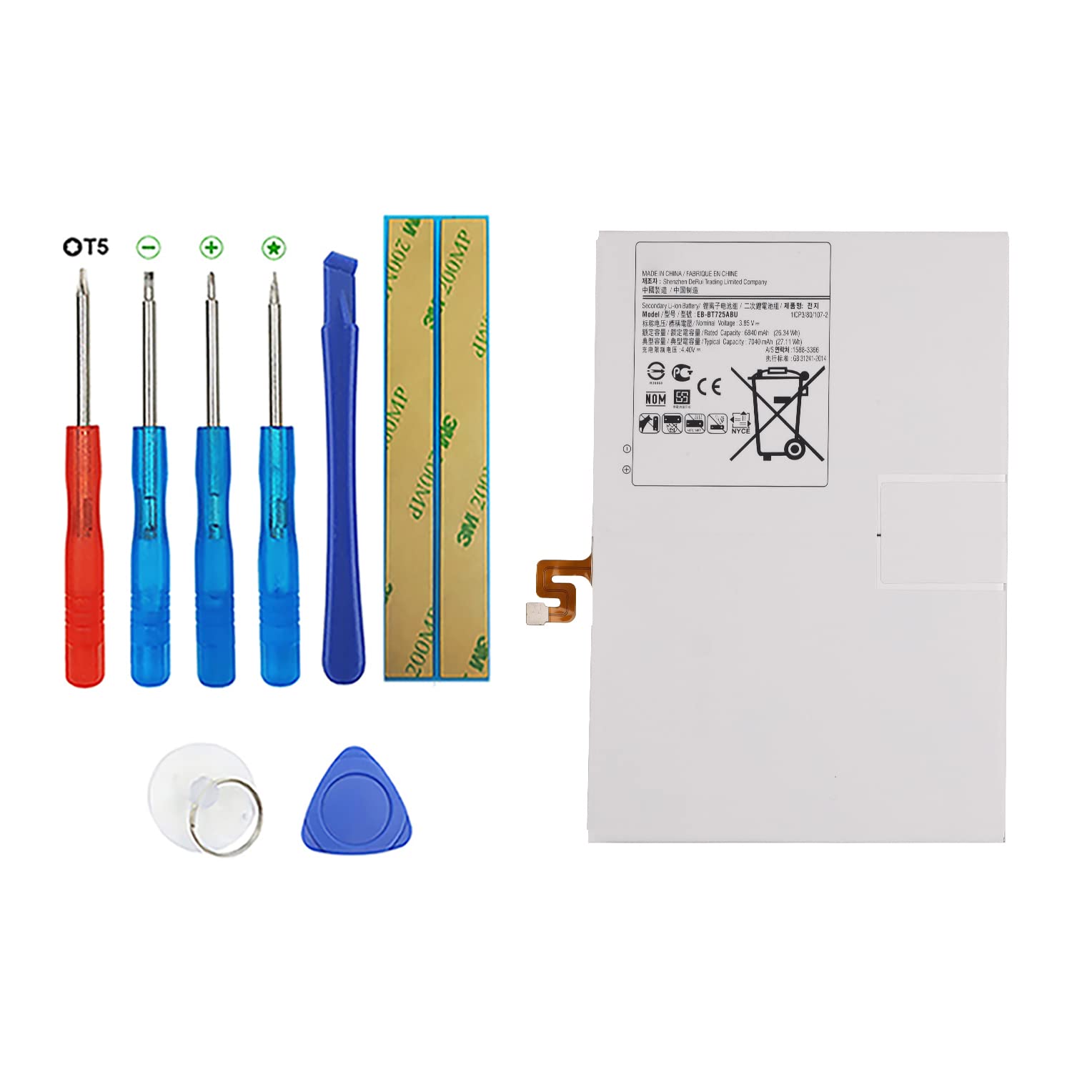 EB-BT725ABU Handy Akku Kompatibel Für Samsung Galaxy Tab S6 SM-T860 T865 TAB S5e 10.5“ SM-T720 T725 Tab S5e SM-T720 SM-T725 T720 with Toolkit 6800mAh