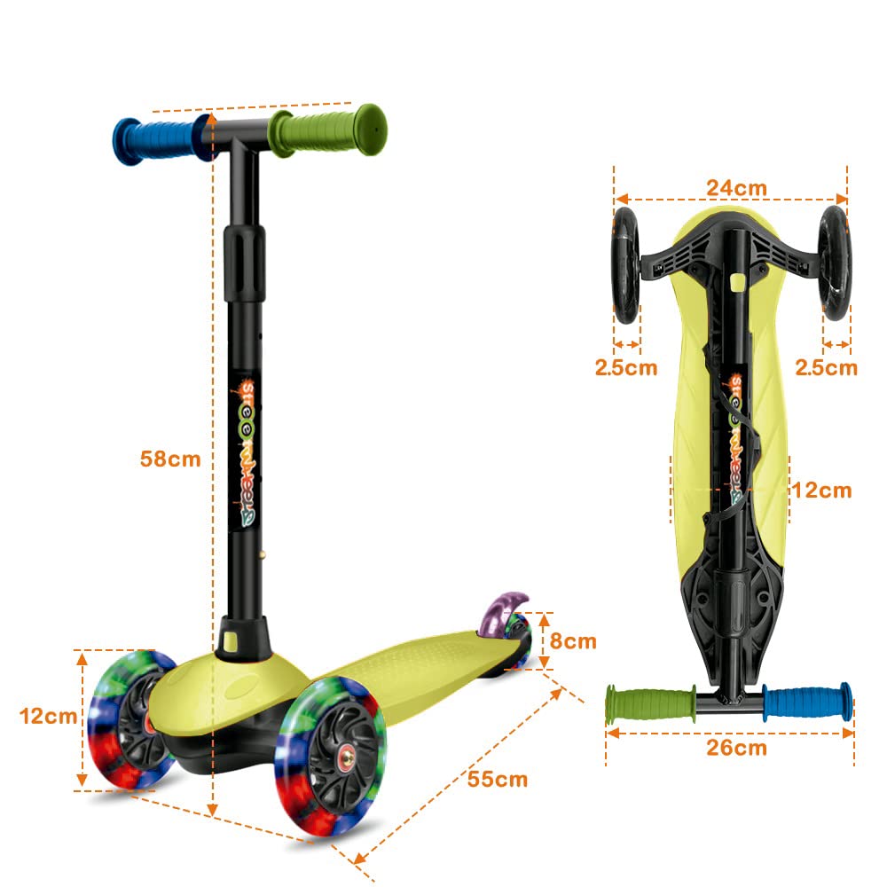 Patinete Infantil Barbie De 3 Ruedas Con Luces LED, Ajustable En Altura Y Plegable – Ultraligero Y Seguro Para Niños De 2 A 7 Años