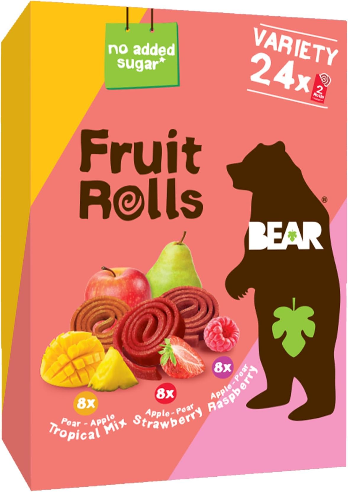 Real Fruit Snack Rolls - Gluten Free, Vegan, and Non-GMO - Variety Pack (Strawberry, Raspberry, Tropical)) – 48 Rolls, Healthy School and Lunch Snacks for Kids and Adults, 0.7 Ounce (Pack of 24)