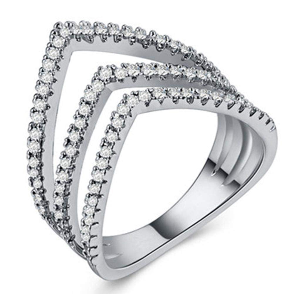 CHARHODEN Geometric shape ladies zircon ring Silver plated -9