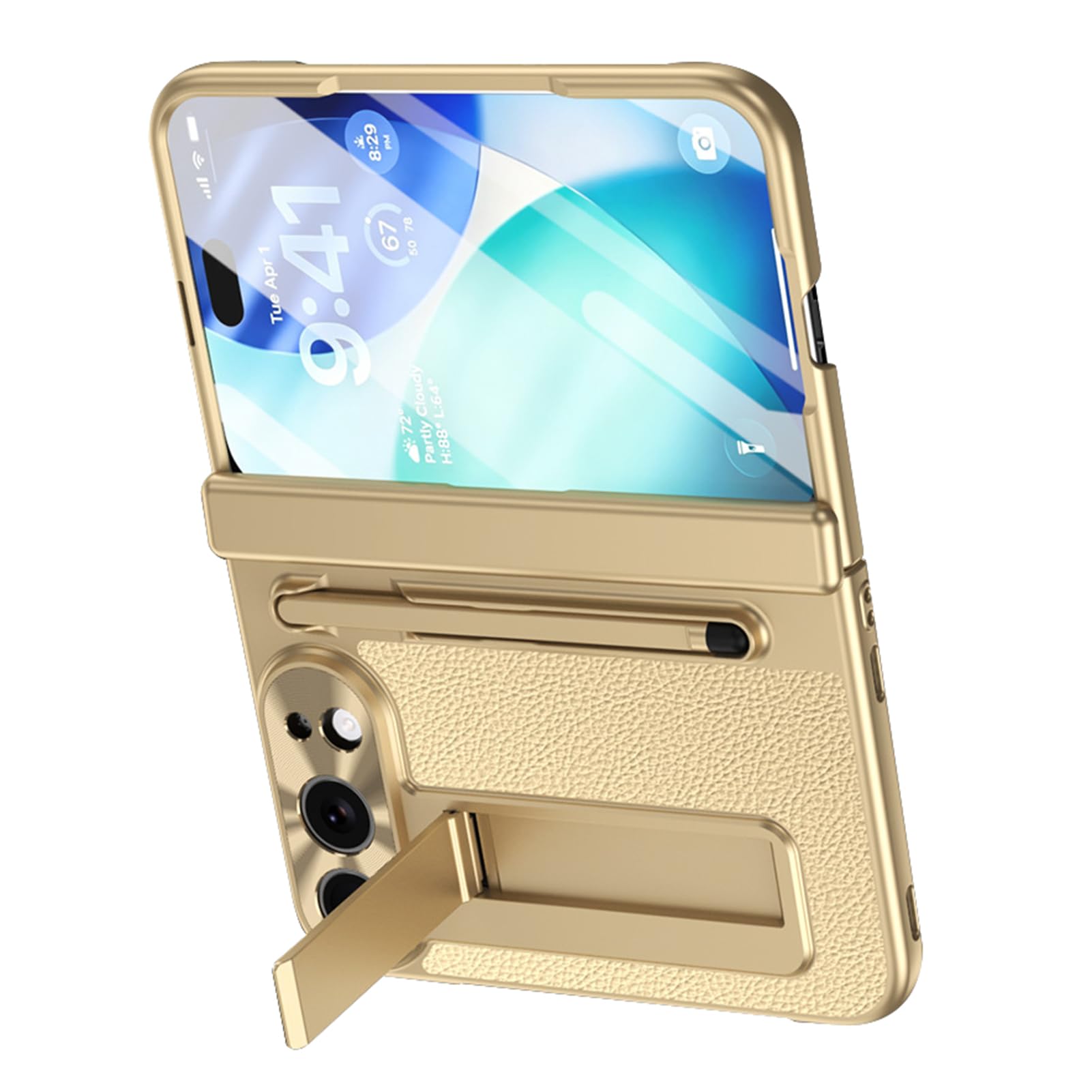 Vintage Coque Pour iPhone Duo, Protection Écran Cuir Litchi Texturé Etui