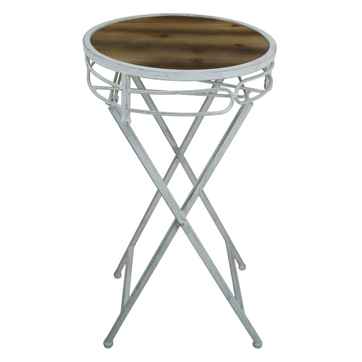 Tabouret de jardin pliant rond bois métal gris amovible PrimoLiving P-239
