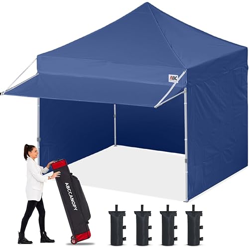 ABCCANOPY 10x10 Pop up Canopy Tent with Sidewalls - Easy up Canopies with Awning, Outdoor Tents for Parties, Market, Commercial Events, Navy Blue