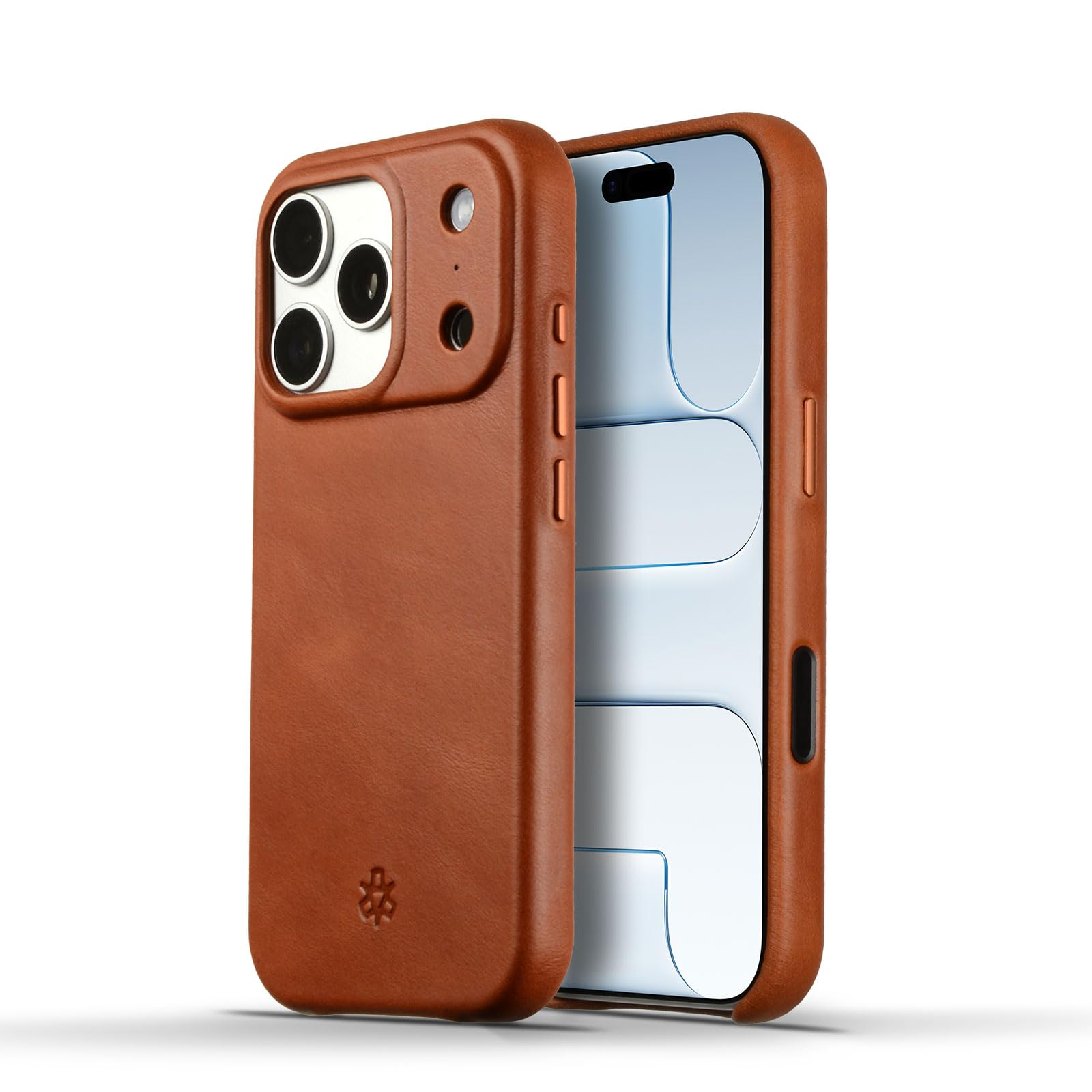 Étui iPhone 17 Pro cuir véritable marron clair compatible MagSafe