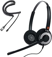 Vista 11 de IPD Auriculares de teléfono IPH-160 con micrófono con cancelación de ruido para oficina y centro de llamadas. Compatible con teléfonos fijos Polycom
