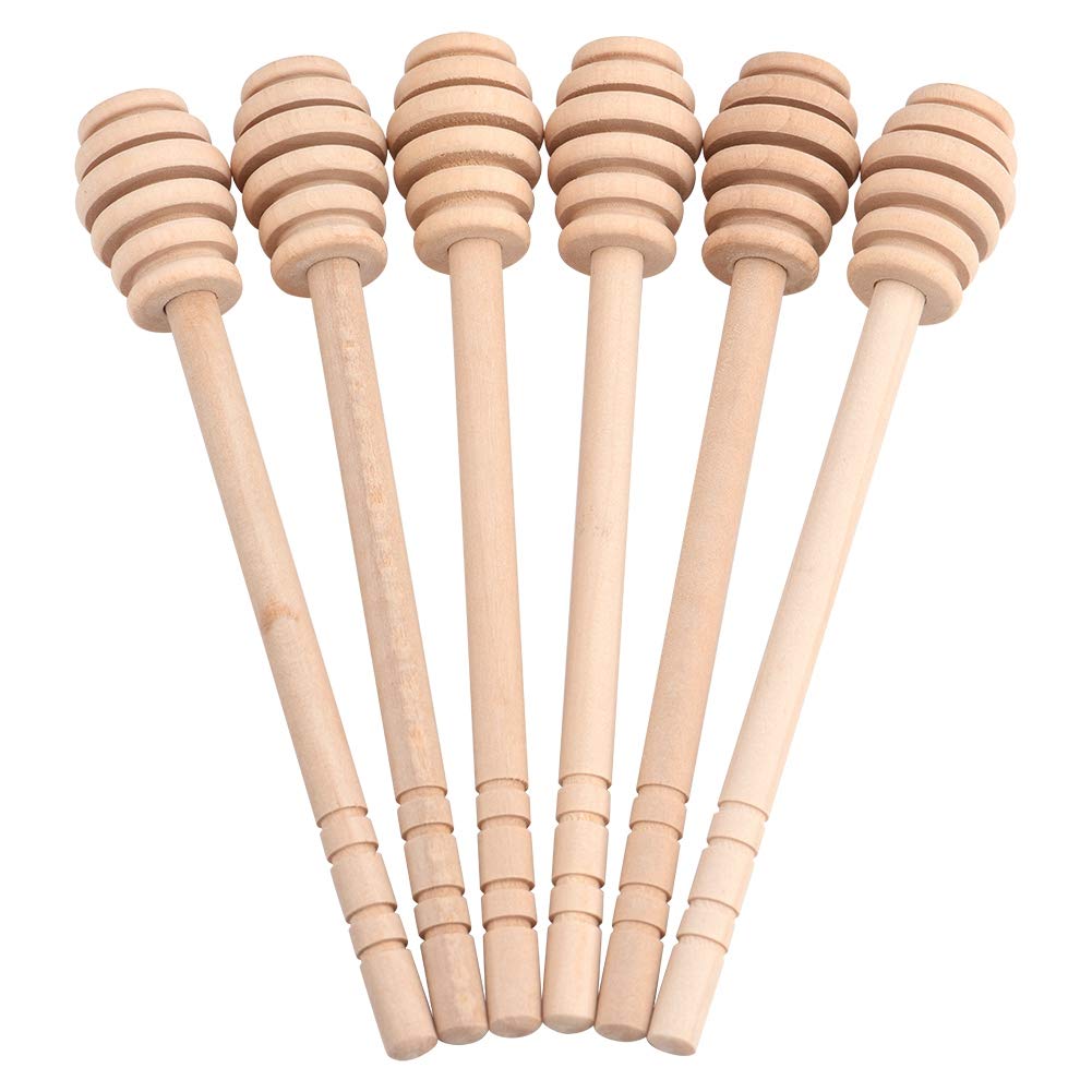 Ausla 50Pcs Wooden Honey Dipper Sticks, 6.3Inch Long Honey Dipper Stick Drizzler Honey Stirrer Spoon For Wedding Birthday Honey Jar Party Giveaway Gift