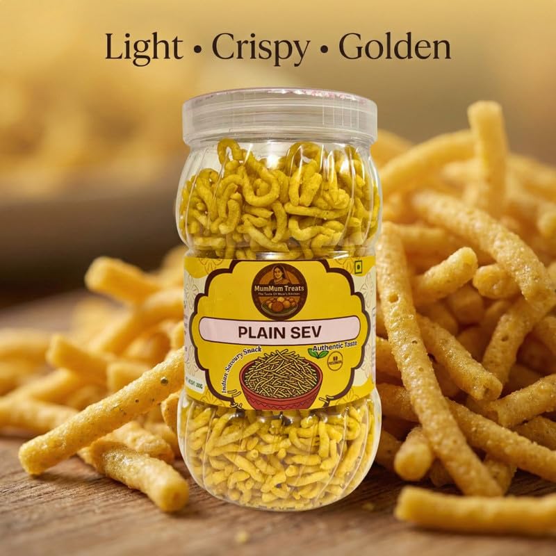 Image of MumMum Treats Plain Sev 200g | Crunchy Indian Namkeen | Traditional Savory Snack for Tea & Snacks Time