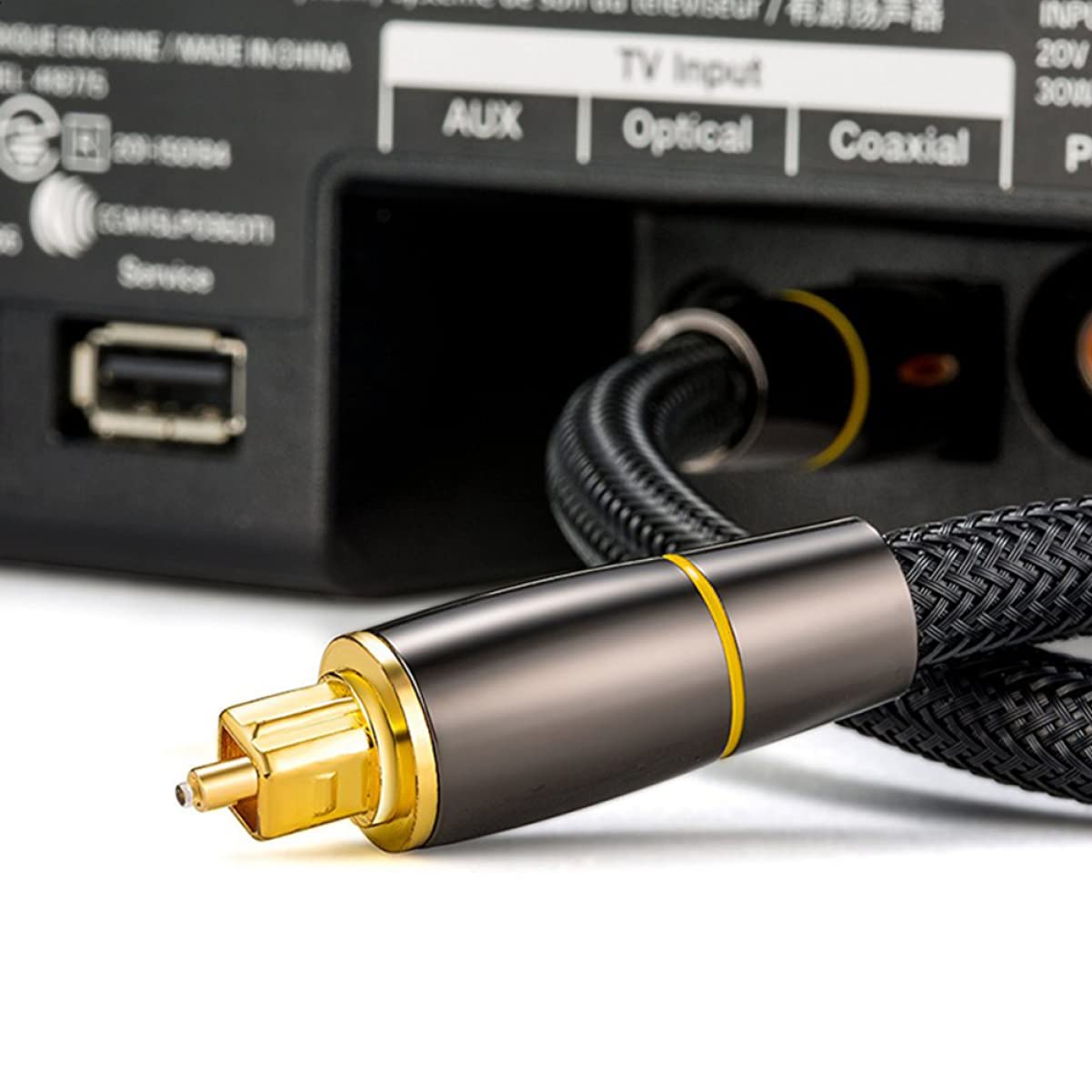 jojofuny Câble Optique Audio Numérique 20m, Fibre Optique Mâle-mâle Noir, Transmission du Signal pour Tv, Barre de Son et Home Cinéma