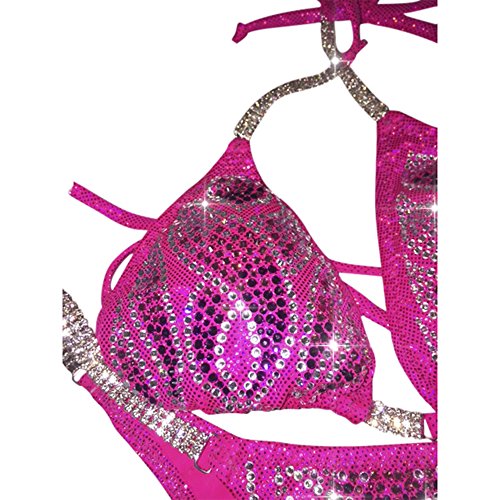 Hot Pink Bikini Competition Contest Bikinis Rhinestone Bikini w Padded top (Small Hips 32"-34", A/B)2