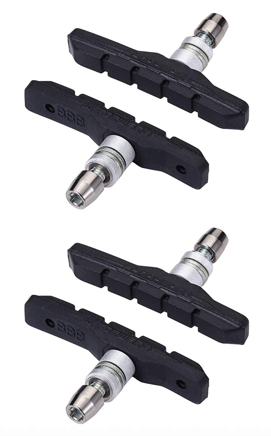 BBB Unisex's BBS-04 Cycling Vee Stop Bike Shoes, Compatible with V-Brake Systems, 2 Pairs (4 Pieces), One Size,Black