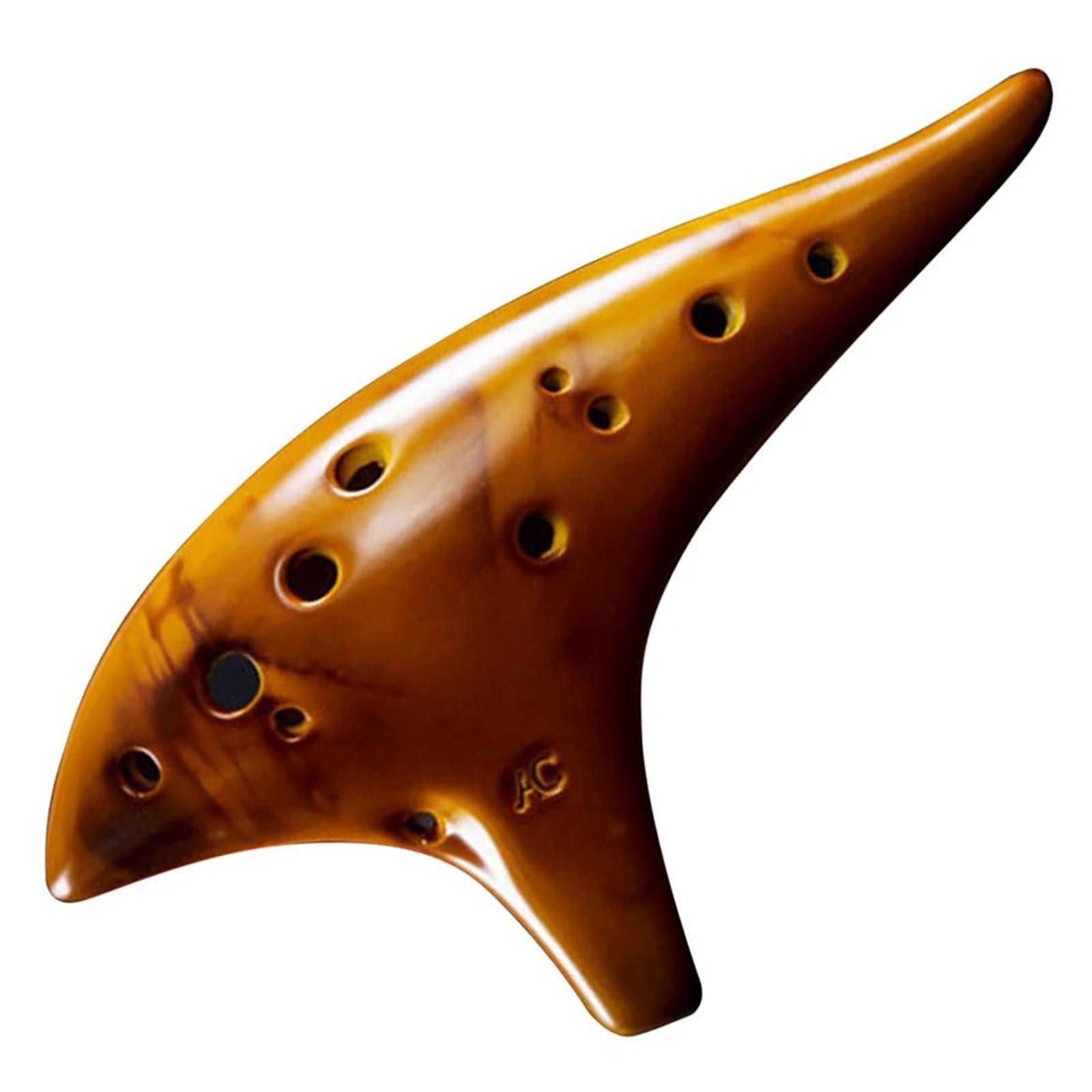 Okaryna 12-otworowe Ceramiczne Okaryny Stabilna Intonacja Alto C Tone Smokey Wypalane Okaryny Z Torbą Ochronną Prezent(Gold)