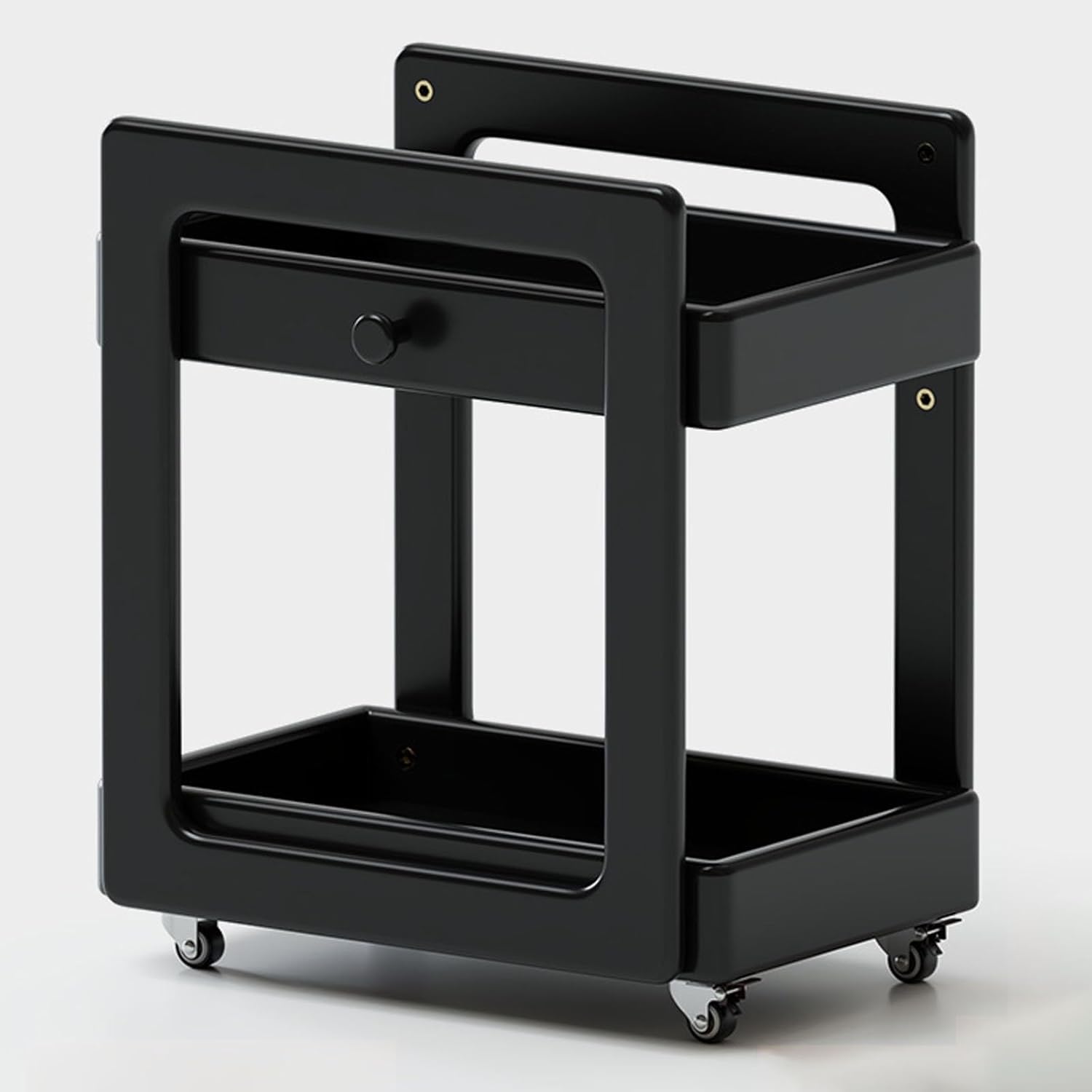 Small Rolling Book Carts with 2 Lockable Wheels,2 Tier Rubberwood Library Cart,Book Truck for Home Office(Green)