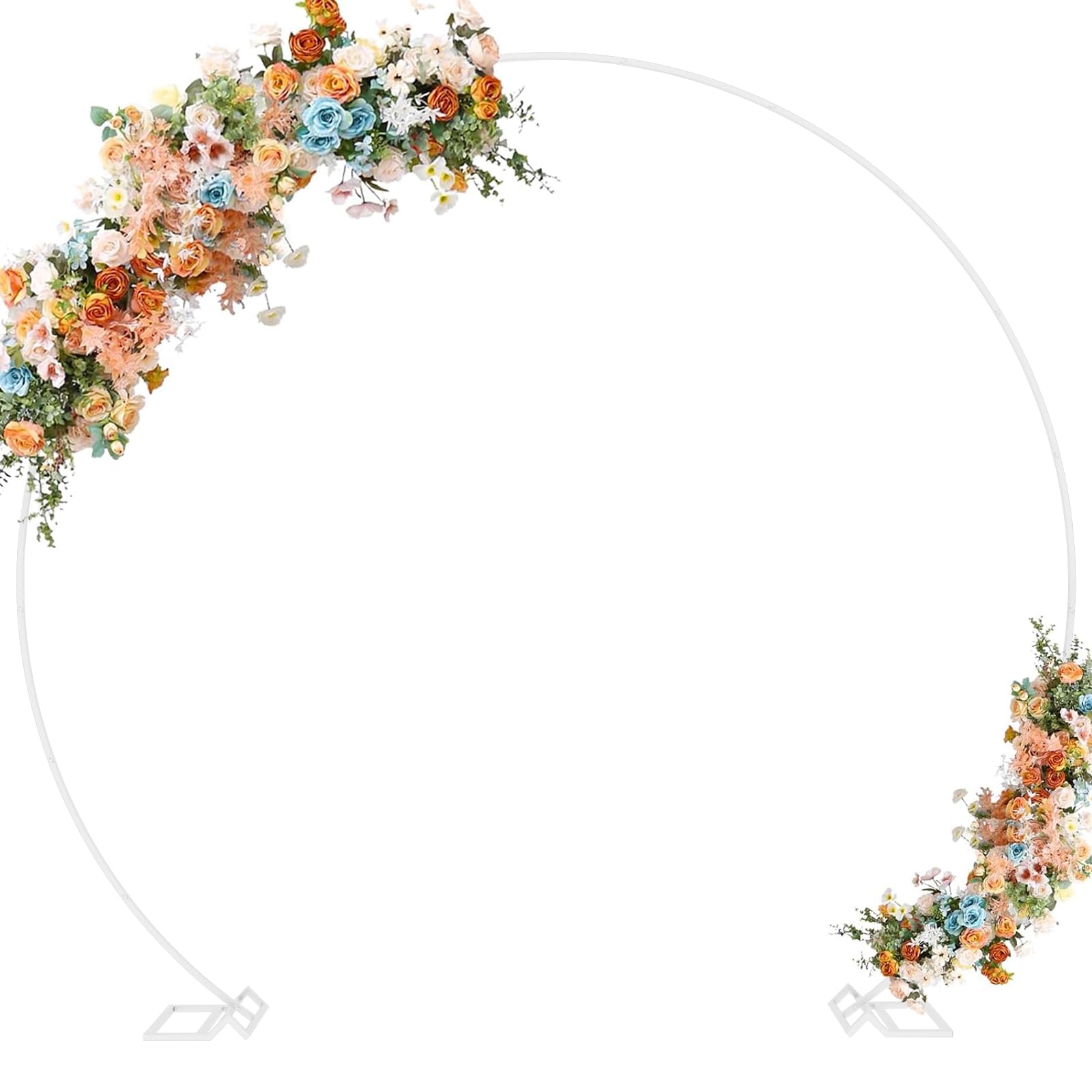 Wokceer Arche de Mariage Ronde de 2,7 m - Arches de Mariage pour cérémonie | Arches de fond rondes en métal blanc pour décoration de cérémonie, fête d'anniversaire, fête prénuptiale