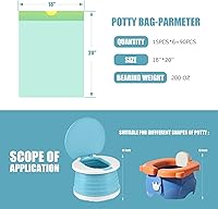 Vista 5 de VISATOR Bolsas de viaje portátiles para sillas de orinal universales con cordón, 90 unidades (18 x 20 pulgadas) (verde)