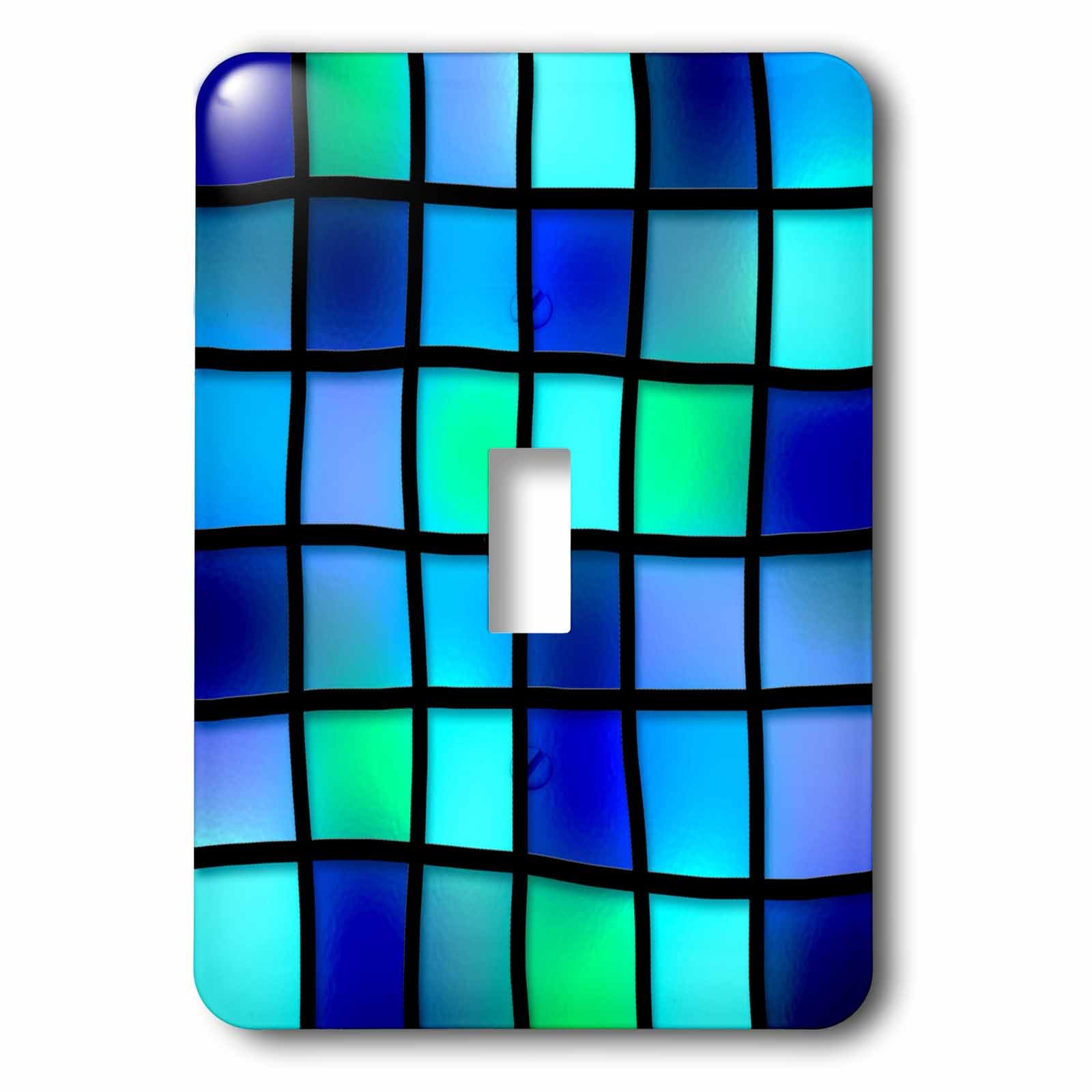 Motif mosaïque bleue et verte sur interrupteur à bascule 3dRose