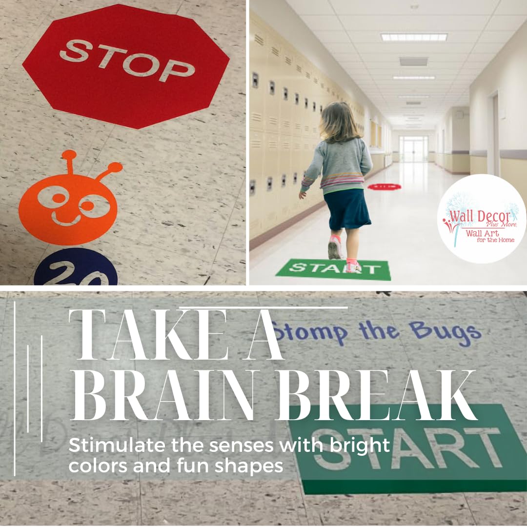 Decalcomanie per pavimenti per bambini, in vinile fustellato, adesivi sensoriali per camminate, educazione, percorsi pedonali, decorazione per asili nido e scuola, corridoi, adesivi per pavimenti in