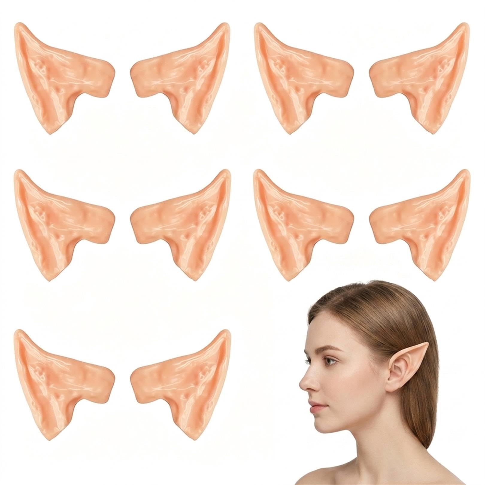 ALLGAYER Elf Ears Halloween Costume Latex Goblin Fairy Pointed 5 Pairs