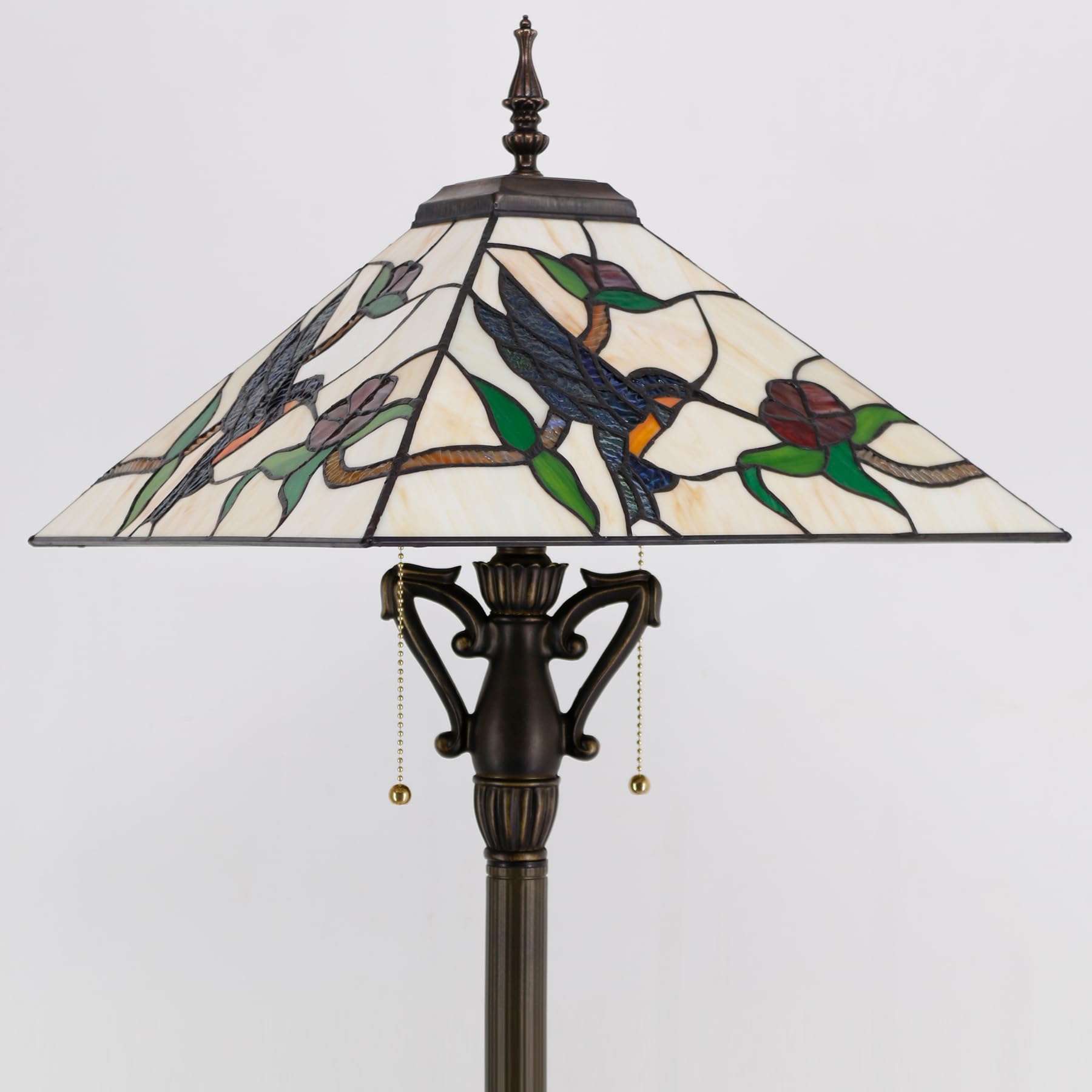 AVIVADIRECT Tiffany Floor Lamp Amber Hummingbird Mission Style