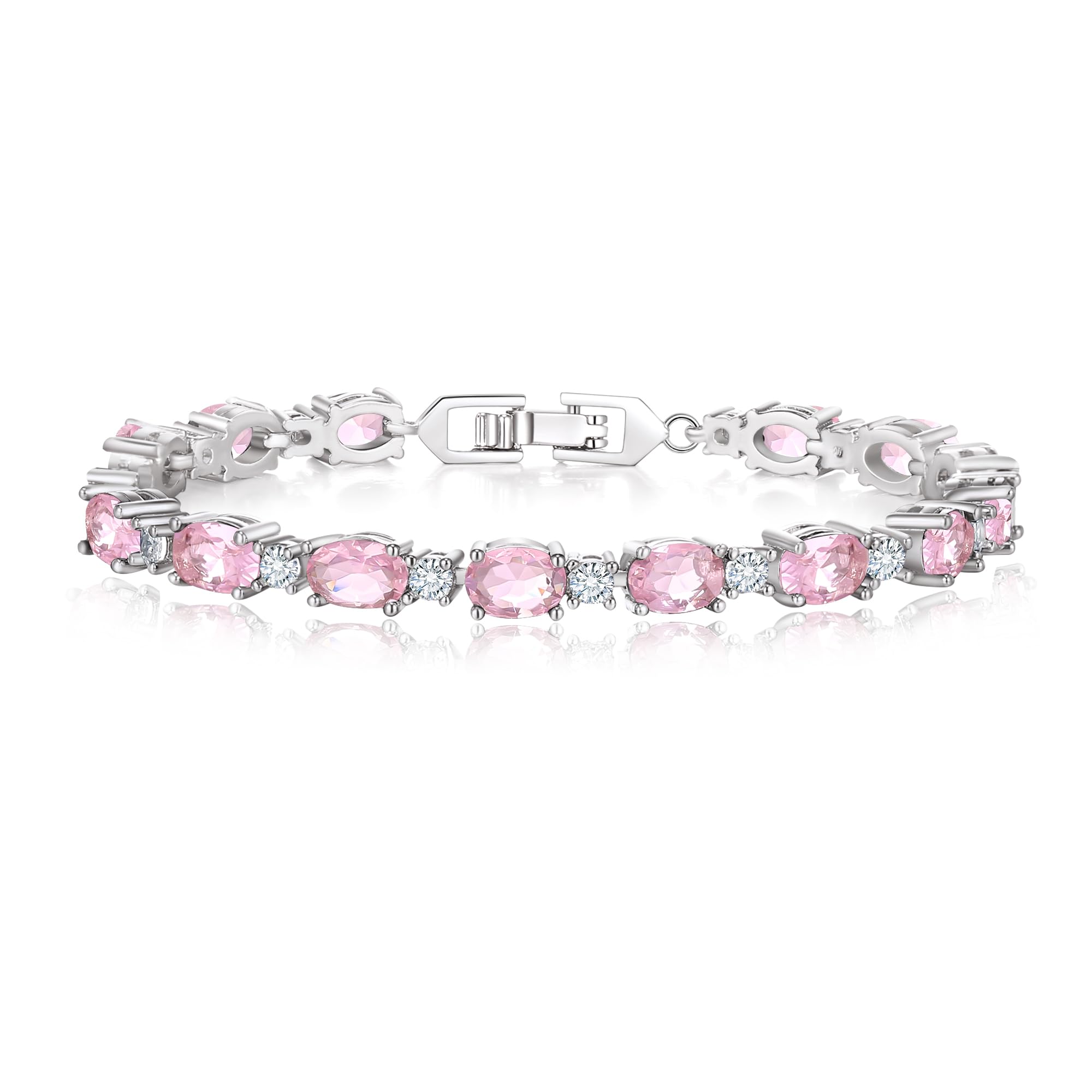 Crysdue Wedding Bridal Stunnig Oval Cubic Zirconia Classic Tennis Bracelet for Women, Anniversary Birthday Christmas Jewelry Gift for Her