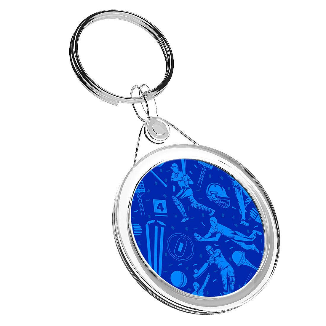 Destination Vinyl Keyrings Unisex Multi 1 X Blue Cricket Ball Bat Sports - Keyring Ir02 Mum Dad Birthday #16490