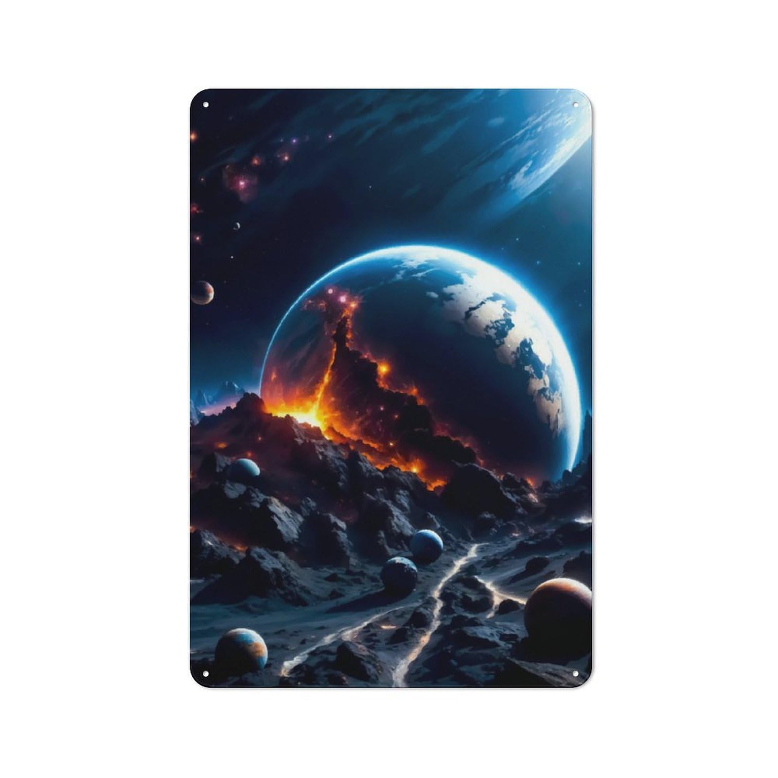 Junmoney Terrestrial Collision Tin Wall Plaque 30X20cm With For Studio Or Craft Room, For Cooler-Season Styling In Studio And Craft Room