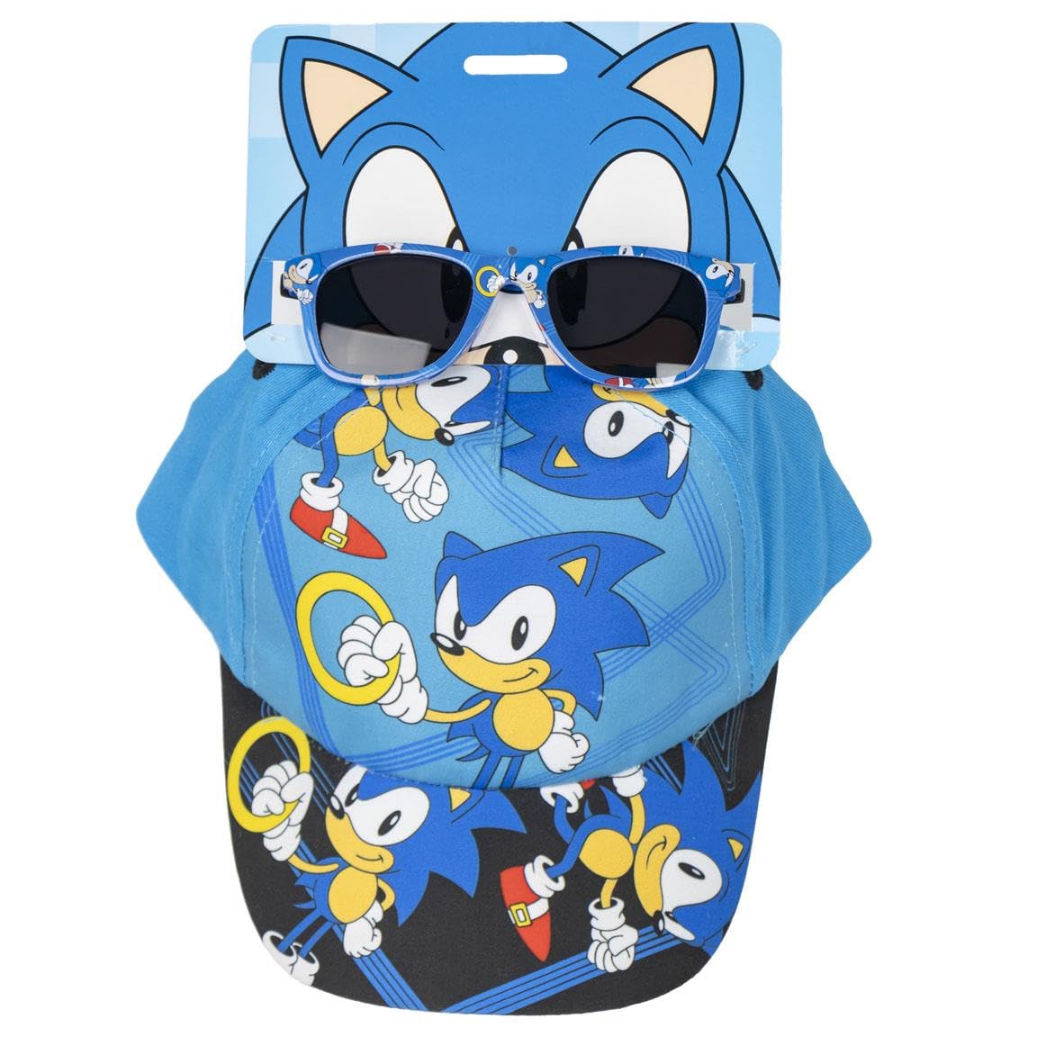 CERDÁ LIFE'S LITTLE MOMENTS Set Gorra y Gafas de Sol de Sonic - Color Azul y Negro - Protección UV 400 y Filtro de Categoría 3 - Gorra Infantil con Velcro Ajustable - Producto Original Diseñado en España