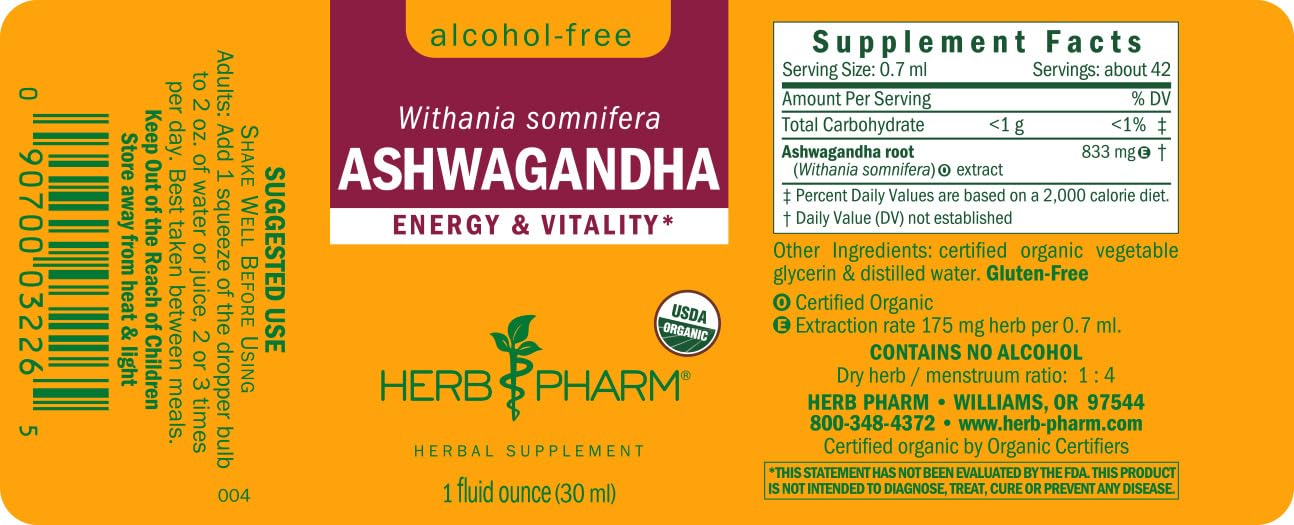 Herb Pharm Organic Ashwagandha Liquid Extract, Alcohol-Free: Mood Support Supplement, Vegan Ashwagandha Root Glycerite, Tasty Non-Bitter Adaptogen Extract for Adults, Non-GMO, 1 Oz — Amazon image 12