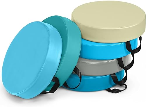 Gotoplay - Cojines de suelo para niños con asa, 6 cojines redondos flexibles de 15 pulgadas, asientos de espuma suave de 3 pulgadas de grosor para