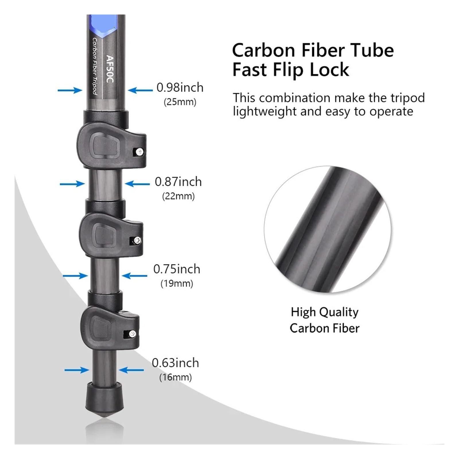Camera Tripod, Trípode De Fibra De Carbono Monopie Desmontable for DSLR